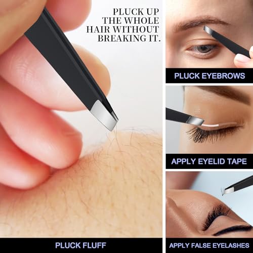 Teenitor Blackhead Remover Tools, Pimple Popper Tool Kit, Ingrown Hair Tweezers, Precision Tweezers, Surgical Grade Blackhead Extractor Pimple Extractor, Black - color: Black