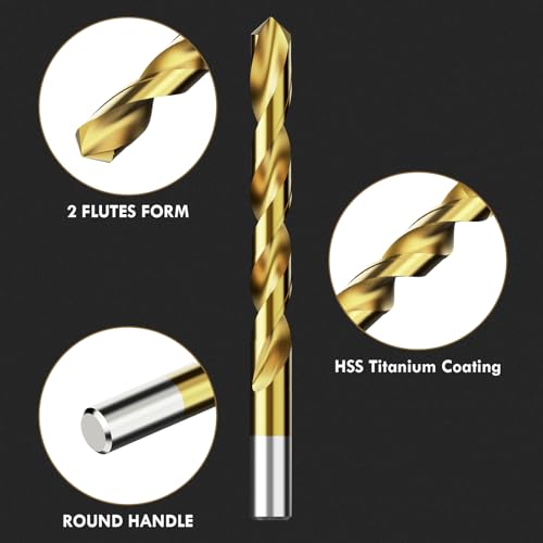 230Pcs(3/64" - 1/2") Titanium Twist Drill Bit Set - size: 3/64" - 1/2" - 230pcs HSS