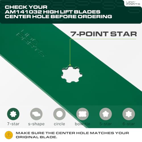 UDC Parts AM137327 High Lift Mower Blades John Deere 42 Inch Replacement - size: 7 pt star - 21-3/8"