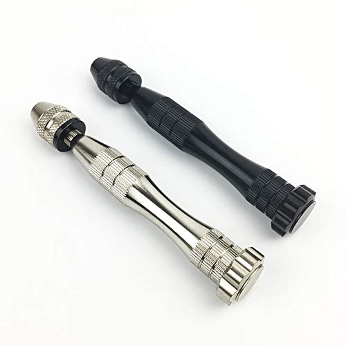 KINGFOREST Hand Drill, 20pc HSS Bits 0.8-3mm, for Wood Resin（Silver） - size: silver-20pcs drills