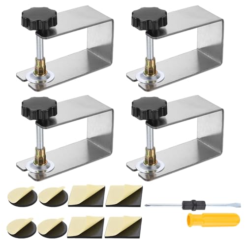 HARFINGTON 4Pcs Stainless Steel C Clamp 2.2" Dia Tiger Clamp - size: 2.2", style: Universal with Foam Pads