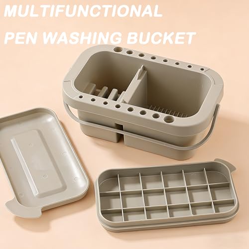 3-in-1 Palette w/Lid, Cup Brush Storage for Acrylic & Oil Painting