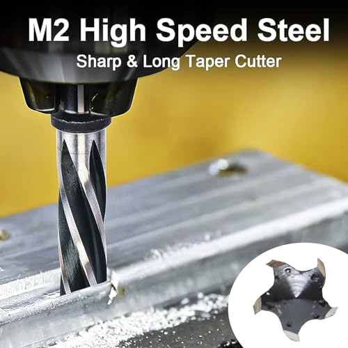 DKIBBITH 1-1/16" Bridge Construction Reamer Drill Bit, M2 HSS Taper Chucking Reamer for Steel Alloy Metal Wood Plastic, 1/2" Non-Slip Shank, 5-Spiral Flutes Car Reamer, to Align or Enlarge Holes, 27mm - size: 1-1/16"