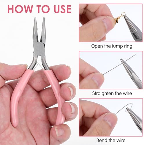 Needle Nose Pliers with Teeth, 4.5 Inch Pliers for Jewelry Making, Comfort Grip Handle Craft Pliers for Wire Bending, Repair, Object Grasping