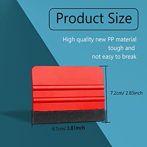 10PCS Vinyl Squeegee, Felt Edge Decal Scraper for Car Wrap Window - color: Red