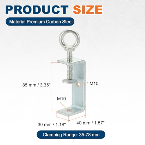 HARFINGTON Carbon Steel C Clamps, 85mm Square Galvanized Mini Tiger Clamp - size: 85mm