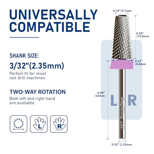 2XF 5-in-1 Large Barrel Nail Drill Bit, 3/32”, Two-way Rotation - color: Original silver, size: Double Fine