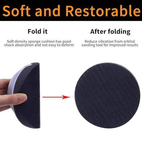 5 Inch Hook and Loop Soft Sponge Cushion Interface Buffer Pad, Soft Density Sanding Pads Sander Cushion Buffer Backing Pad for Automotive Woodworking Polishing, 6 Pack
