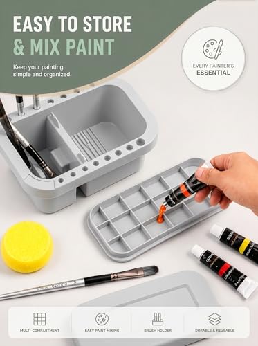 DUGATO 3-in-1 Paint Brush Cleaner, Brush Basin Washer, Grey - color: Grey