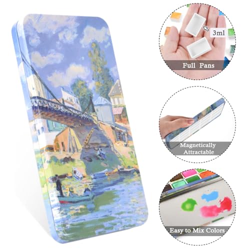 20 Empty Full Pans Watercolor Palette Tins Box with Magnetic Squares - color: Bridge, size: 20 Full Pans