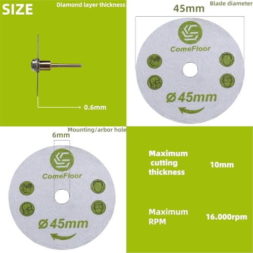 45mm Diamond Cutting Saw Blade and Wheel for Aggressive Wet Cutting, Professional Precision on Ceramic, Porcelain, Marble Tile - size: 45mm