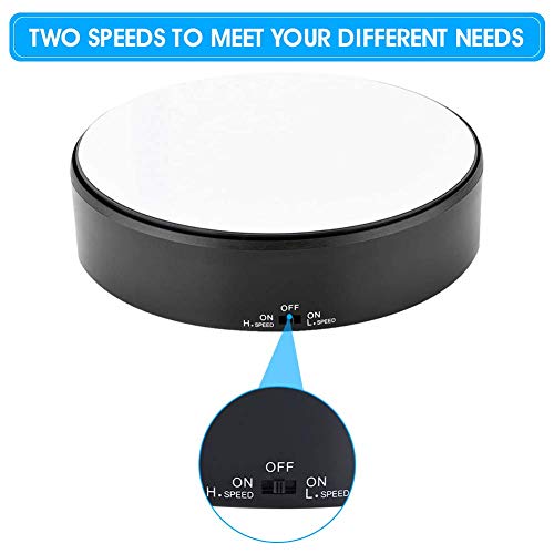 Rotating Display Stand, Speed Adjustable Electric 360° Turntable Display Holder Mirror Motorized Revolving Base Battery Powered for Displaying Jewelry Watch Digital Photography