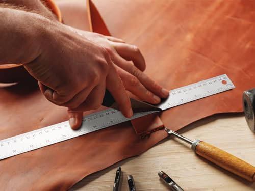 12+18 inch Metal Ruler with Cork Backing, Imperial & Metric Markings - style: 12+18 inch