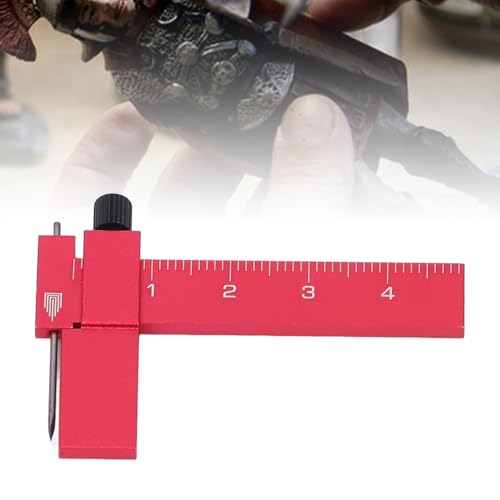 Hilitand Equidistant Parallel Scriber, Sturdy Aluminium Alloy with Tool Steel Engraving Needle for Gundam Model Building, Adjustable T Square Marking Ruler (Red)