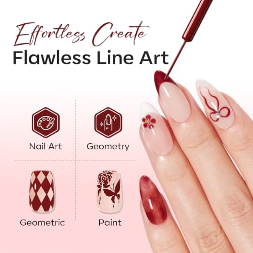 modelones Burgundy French Tip Liner Gel Polish 15ml Nail Art Detail Brush - color: A-Burgundy-1