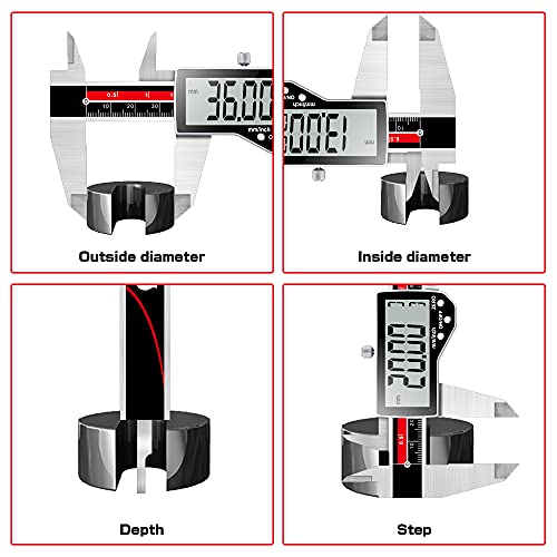 Qfun 6 Inch Digital Vernier Caliper Metal Metric Precision Measuring Tools
