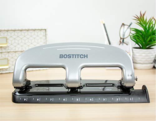 Bostitch Office EZ Squeeze 3-Hole Punch, 20 Sheet Capacity, Reduced Effort, No Jam Technology, Silver - color: Silver