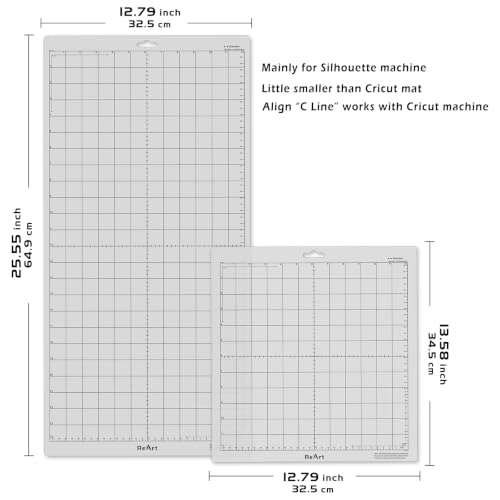 ReArt Cutting Mat for Silhouette Cameo - 12" x 24" 4 Pack 12"x12" 4 Pack Adhesive Cut Mat Replacement Set Matts Vinyl Craft - color: Standard 8 Packs