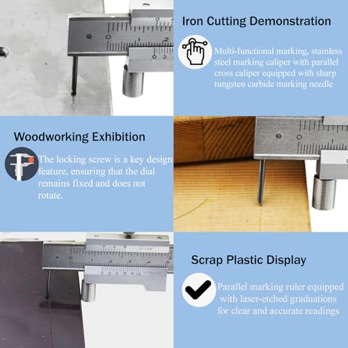 Vernier Caliper, Parallel Crossed Caliper, 0-200mm Stainless Steel Vernier Scribing Caliper Marking Gauge with Carbide Scriber/Needle Parallel Marking Gauge Vernier Caliper