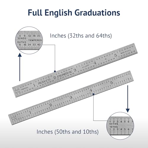PEC Tools 12" Metal Ruler, Flexible, 3R Graduation, Steel Measuring Tool - color: Flexible, size: 12"