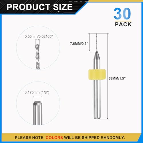 PATIKIL 30 Pack 0.55mm Micro Drill Bits Carbide Tungsten Steel - size: 0.55mm