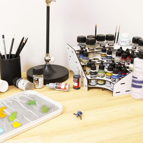 Paint Otganizer | Corner Model Paint Rack for Acrylic Paints & Brushes | Holds 28 (0.57 fl oz) + 16 Bottles (1.18 fl oz or 2.03) + 1 Bottle (6.76) & 26 Brushes | Acrylic Stand for Miniatures - style: Corner