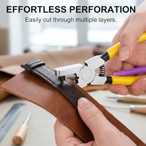 Belt Hole Puncher 2 Pcs 2.0mm Leather Punch Tool for Shoes Strap DIY