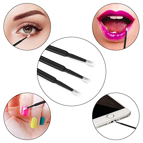 tifanso 400PCS Disposable Micro Cotton Swabs for Eyelash Extensions, Black - color: Black