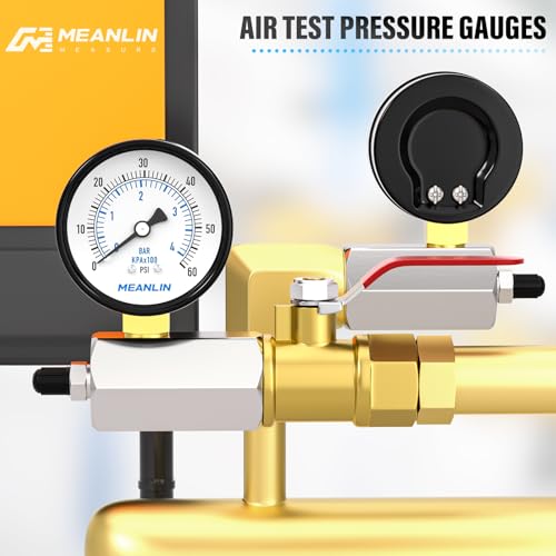 MEANLIN MEASURE 0-60Psi 2" Steel Double Graduated Air Test Pressure gauges, 3/4" FNPT Connection, -3-2-3% Accuracy - size: 0-60Psi, style: Chrome Body
