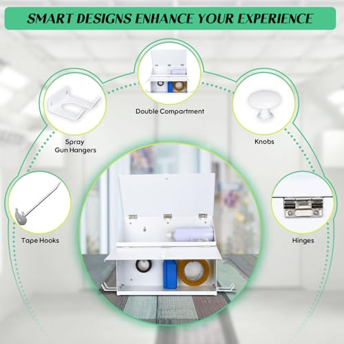 Magnetic Booth Box, Double Compartment w/ 2 Spray Gun Hangers - color: White