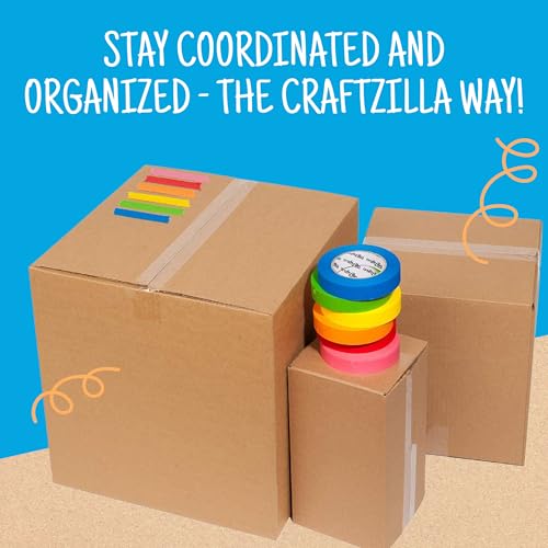 Craftzilla Rainbow Colored Masking & Painters Tape, 6 Rolls, 1in x 10 Yards