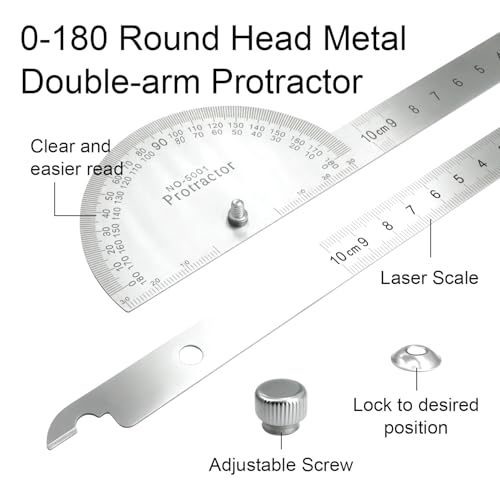 Protractor and Compass Set, Stainless Steel Angle Finder & 2 Compasses