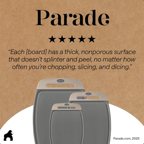 GORILLA GRIP Cutting Board Set of 3, Slip Resistant & Nonporous Gray Almond - color: Gray/Almond