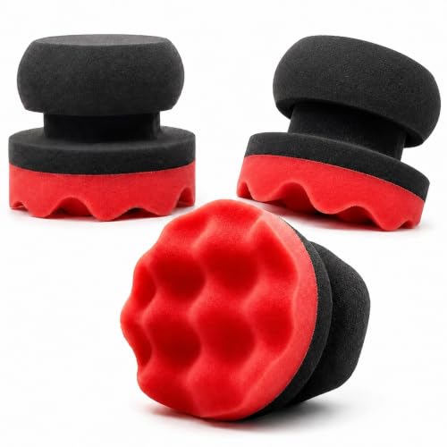 Tire Dressing Applicator, Car Auto Polishing Pad Combined, Hex-Grip Tire Shine Applicator Pad Reusable Sponge Pad with Dense Foam for Car Tire Shine & Wheel Detailing - color: Red, size: 4.13inch