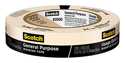 Scotch General Purpose Masking Tape, 0.94 in by 60 yd, 2050, 1 Roll