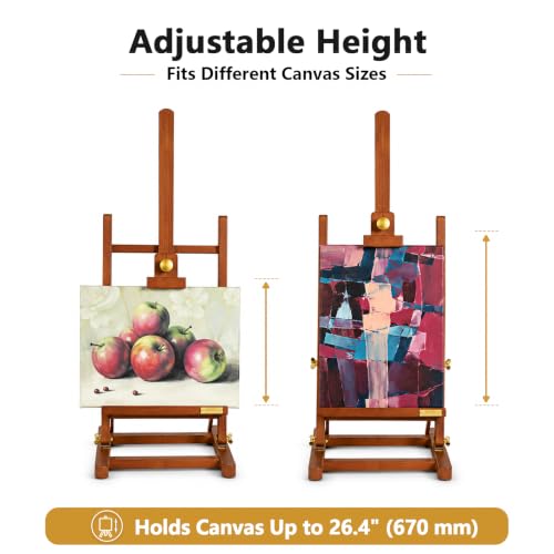 DJAR Medium Tabletop Painting Easel, Assembly-Free, Solid Beechwood, Walnut - style: Walnut