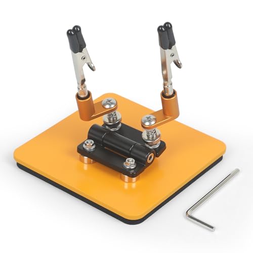 NOEVSBIG Magnetic Helping Hands Soldering Station with A 3.9 x 3.9 Inch Stable Base, 2 Flexible Arms– 360° Rotatable Adjustable Versatile Helping Hands Tool for DIY, Electronics Repair, and Soldering