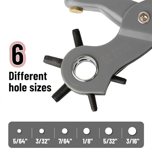 UNCO Leather Multi-Hole Puncher, Belt Punch Tool, Leather Hole Pricane - color: Brown