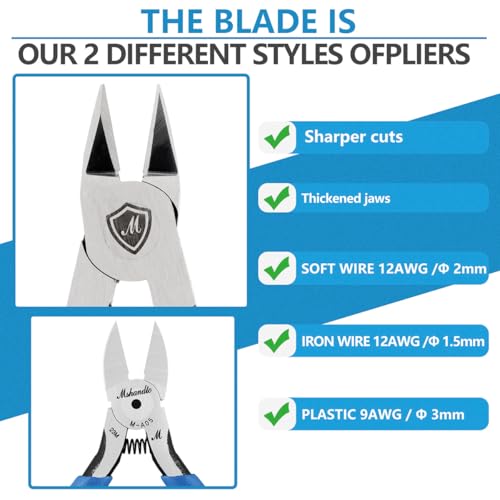 5" Flush Cutter Wire Cutters, Ultra-Sharp Precision Side & Diagonal Cutting Pliers with Spring, Chrome Vanadium Steel Wire Snips for Electronics, Model, Floral, Plastic & Soft Wire - size: B06-1Pack