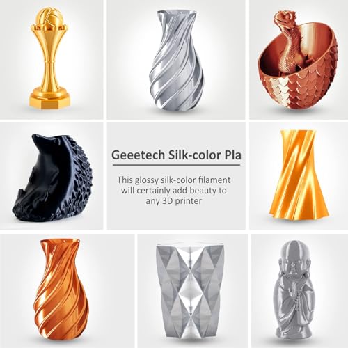 Geeetech Silk PLA Filament 1.75mm, Black 1KG for Bambu AMS - color: 1kg Silk Black