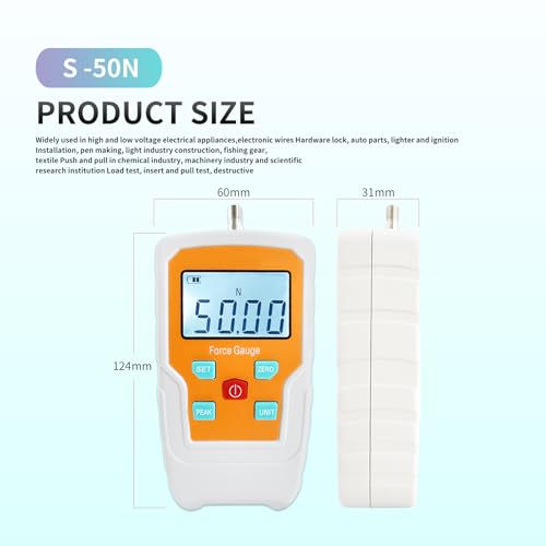 Digital Force Gauge Push and Pull Meter Dynamometer Tension Pressure Tester Thrust Meter Compression Load Plug Force Destructive Tests 50N/5kg/11lbf/180Oz - size: 11LB 50N