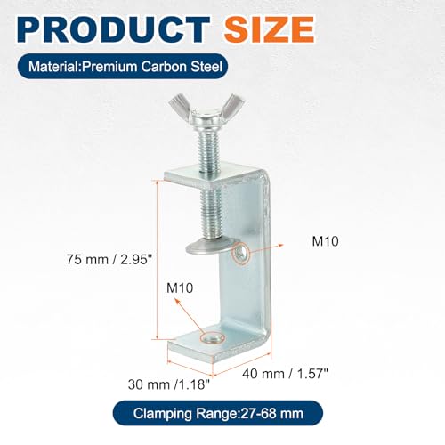 HARFINGTON Carbon Steel C Clamps 75mm Mini Tiger Clamp Adjustable - size: 75mm
