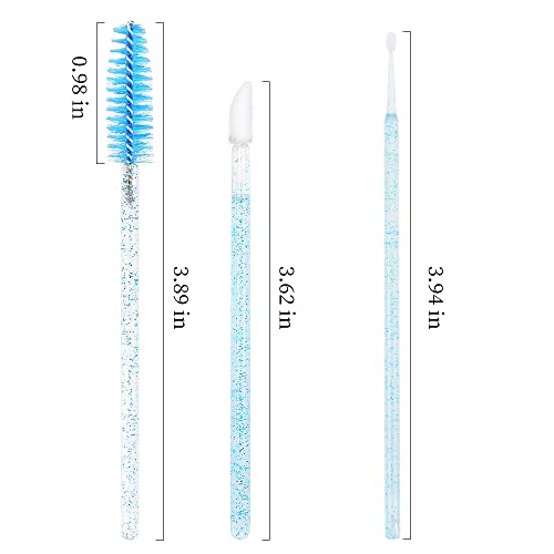 300 Pack Disposable Spoolies Brushes Sets Mascara Wand Lip Brushes Cotton Swab for Eyebrow Eyelash Extension Tattoo Lipstick Applicator(Blue) - color: Blue
