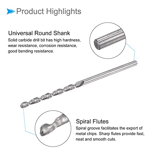Solid Carbide Drill Bits, 2.1mm Diameter, Left Hand YG6X (C3/K10) Tungsten Carbide Straight Shank Twist Drill Bits - (Applications: for Stainless Steel Alloy), 1-Piece - size: 2.1mm