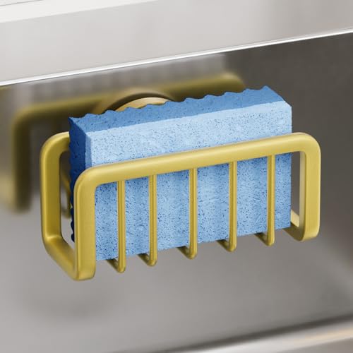 TAILI Gold Sponge Holder for Kitchen Sink with Strong Suction Cup - color: Gold, size: 5.1" x 2.3"