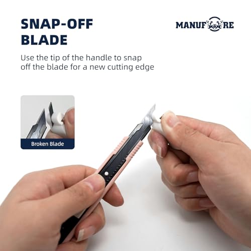 MANUFORE 5pcs 9mm Snap-off Knives with 30-Degree Precision Blade - size: 5pcs pink knife