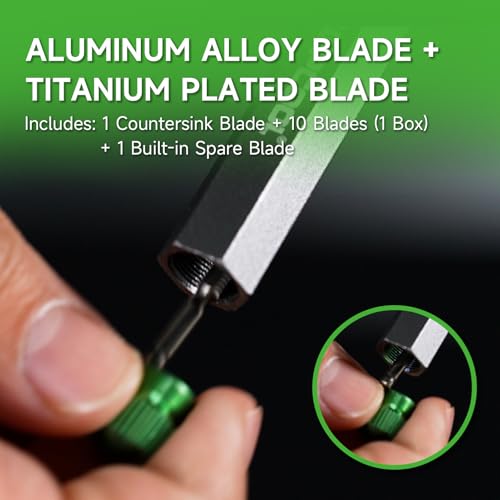 WIPCOOL Deburring Tool and Countersink Reamer, 25mm Titanium-Coated Countersink Blade with 10 Spare Blades, Pipe Burr Removal Tool for Copper, PVC and Plastic Tubing, HVAC and Plumbing - size: Deburring Tool with Countersink Blade