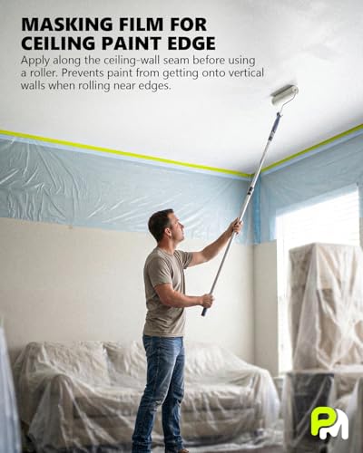 Pre-taped Automotive Masking Film for Painting - 22" x 66', 6 Rolls - size: 6 Rolls of 22" x 66'