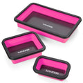 Collapsible Magnetic Parts Tray Set - 3 Different Size Tool Trays - Pink - color: Pink