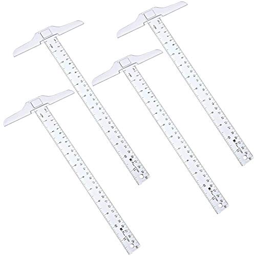 Pangda 4 Pcs 12 Inch T-Square Ruler Plastic for Drafting Drawing